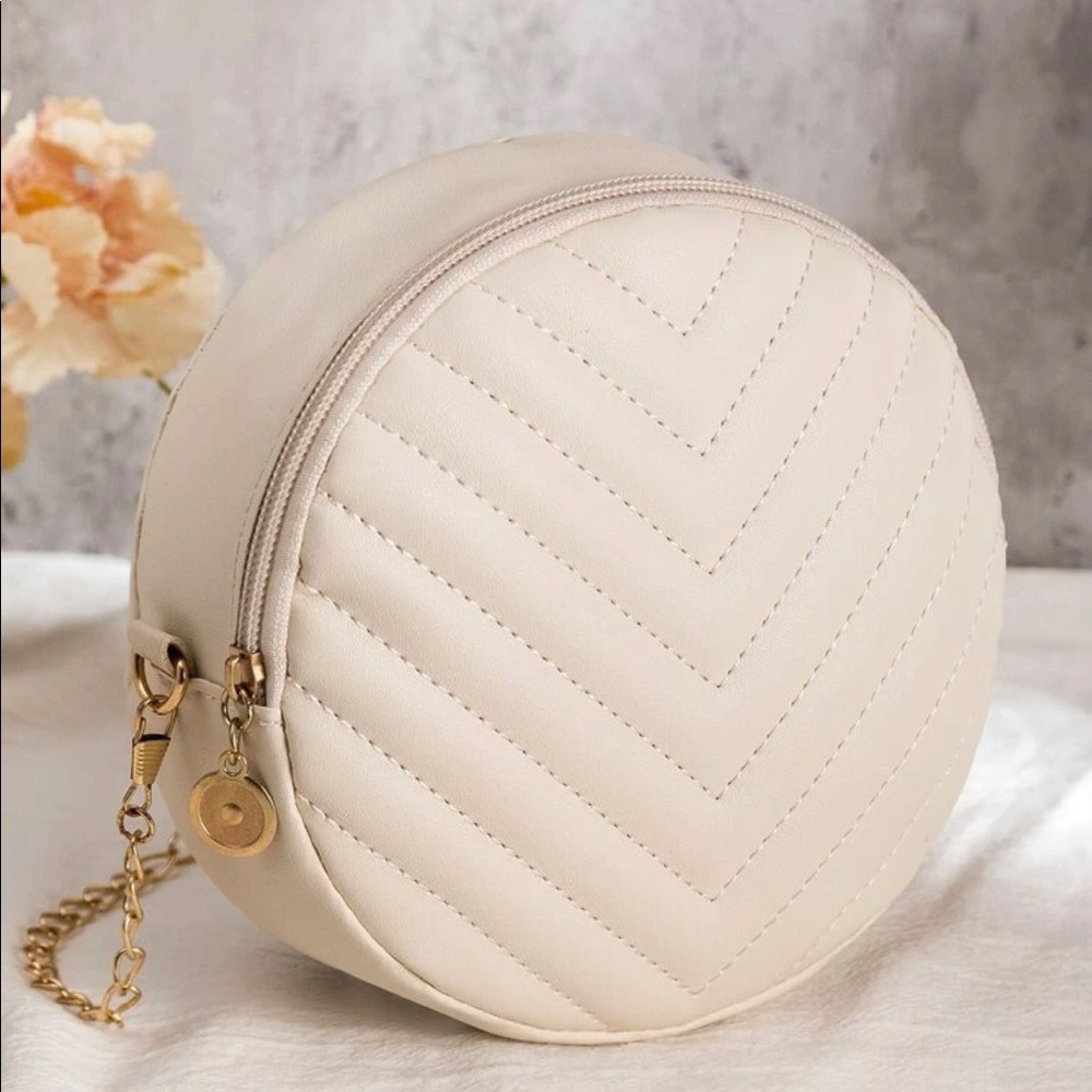 Khaki Circular Crossbody Purse